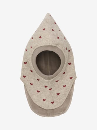 Balaclava Hearts Emb. Wool sand melange - Huttelihut