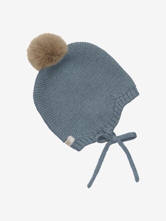 Bonnet Wool Knit w. Pompom stormy weather - Huttelihut