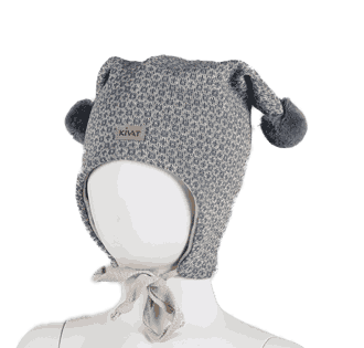 Wool hat nordic pattern pigeon blue/nature undyed - Kivat