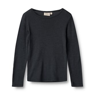 Wool T-Shirt L/S Alfie navy - Wheat