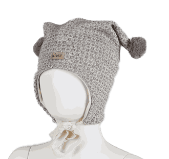 Wool hat nordic pattern beige undyed/offwh mel - Kivat