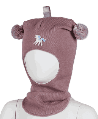 Wool hood unicorn dusty pink - Kivat