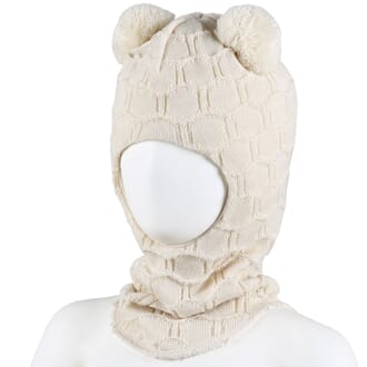 Wool hood structure knit offwhite melange - Kivat