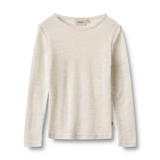 Wool T-Shirt L/S Alfie eggshell melange - Wheat