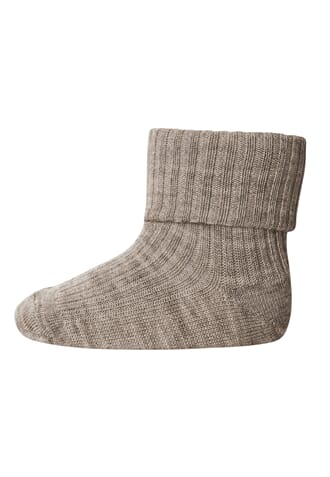 Wool Rib Baby Socks light brown melange - MP